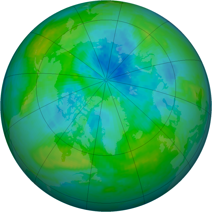 Arctic ozone map for 29 August 1988